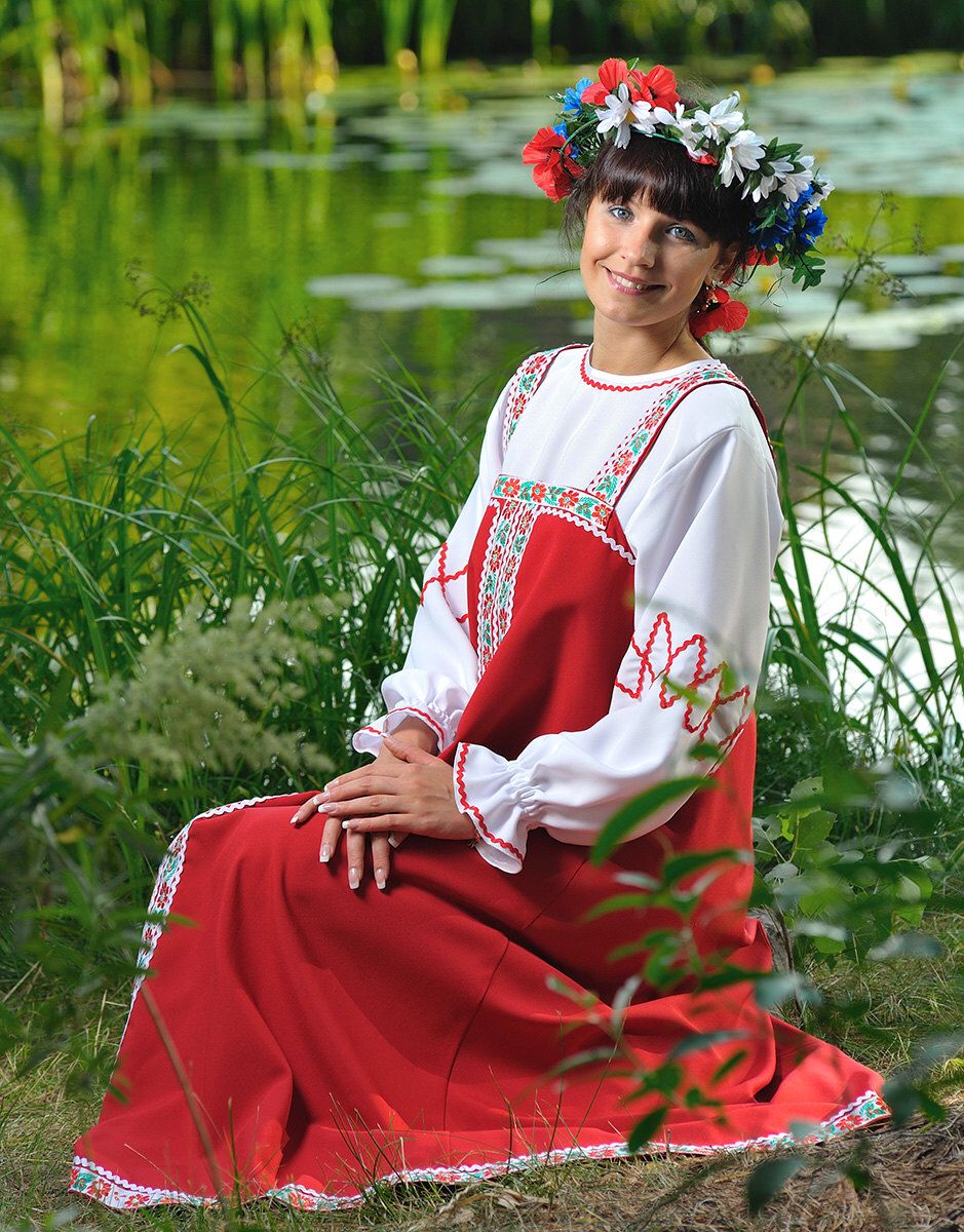 Beautiful girl Girls in Slavic costumes in Bhubaneshwar